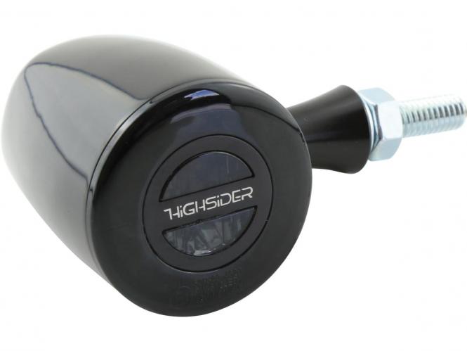 Highsider Rocket Classic Turn Signal, LED, Smoke Lens, Aluminium in Black Finish (911492)