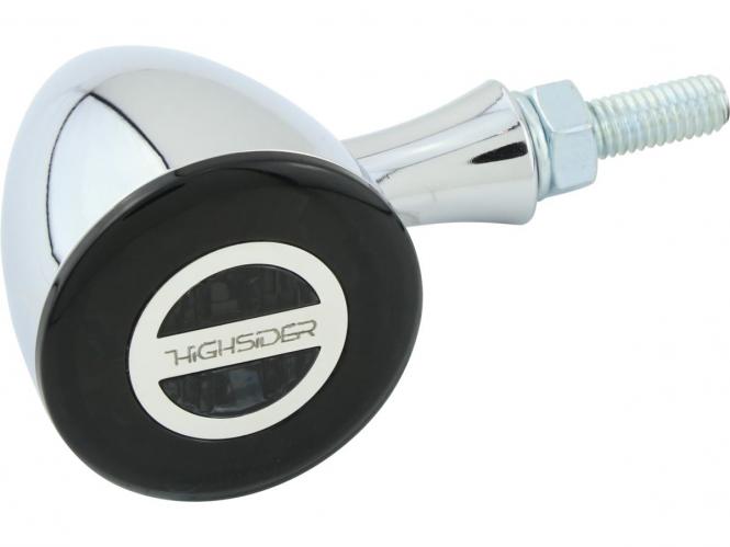 Highsider Rocket Bullet Taillight/Brake Light/Turn Signal, LED, Smoke Lens, Aluminium in Chrome FInish (911504)