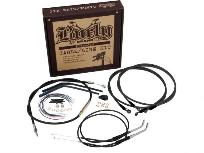 Burly Brand 14 Inch Apehanger Cable/Line Extension Kit in Black Finish For 1997-1999 FLHR/C, FLT/C/R Without ABS Models (B30-1273)