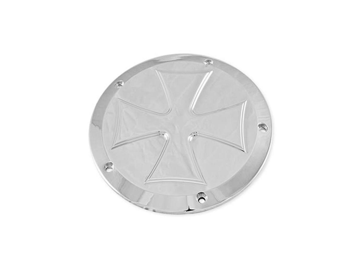 Hells Kitchen Choppers Iron Cross Derby Cover 5-HOLE Aluminium Polished (681352)