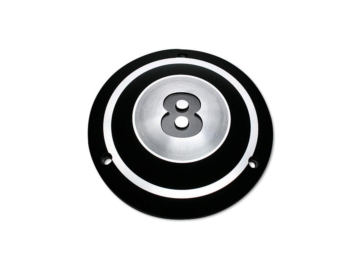 Hells Kitchen Choppers 8-BALL Derby Cover 3-HOLE Black Satin (681802)