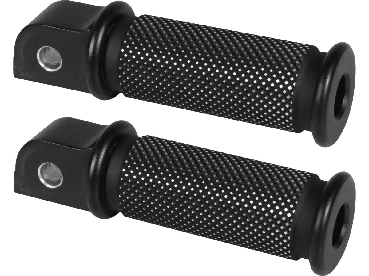 Custom Chrome Europe Passenger Footpegs Satin Design Black Cut