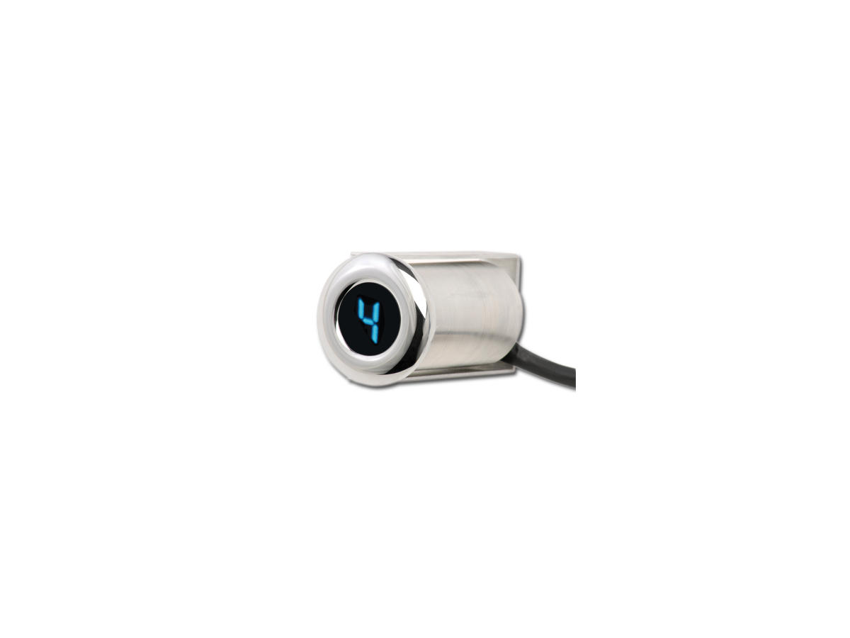 Chrome-Style Tachometer, Display chrom, blau beleuchtet, 0 - 260
